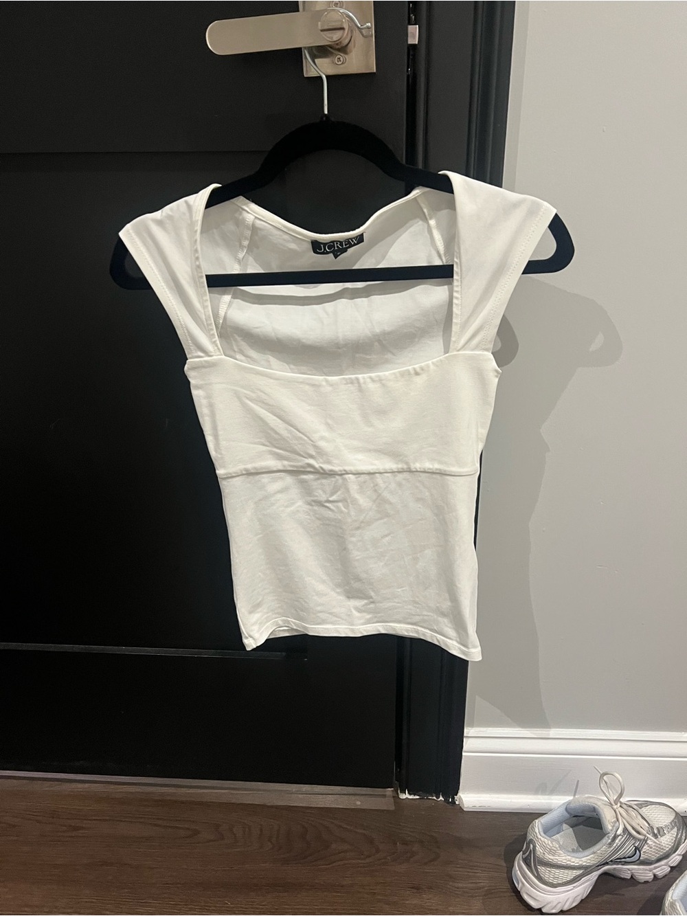 J. Crew White Square Neck Tank with Wide Cap Straps